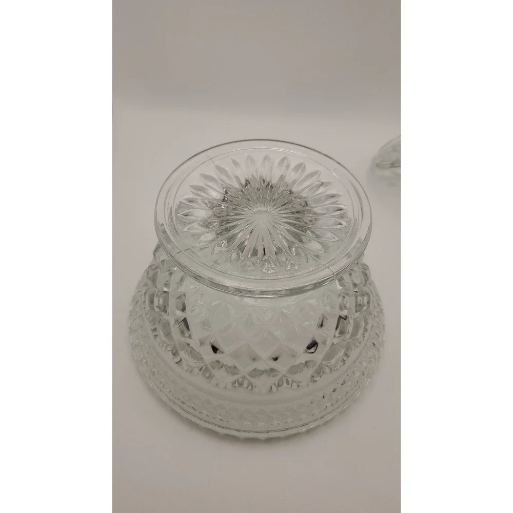 #3 Anchor Hocking Wexford LARGE Clear Glass Covered Candy Dish with Lid, Vintage